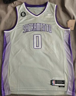 NBA 0 Monk Sacramento Kings 22-23 city Maillot grey avec patches imprimé